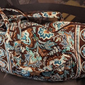 Vera Bradley brown and blue paisley overnight bag